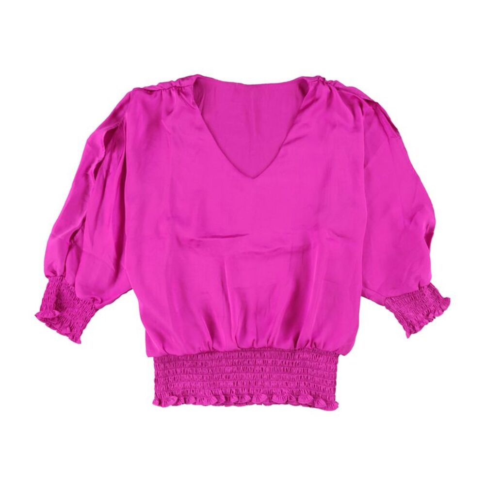 Tags Weekly Womens Satin Knit Blouse, Pink, S, DM